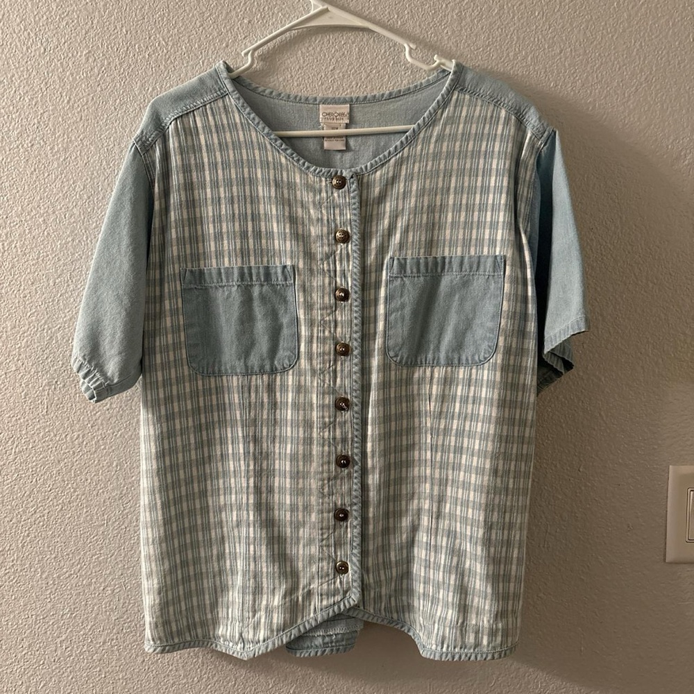 Blue Checkered Button-Up Shirt